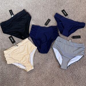 Bundle of 5 High-Waist Retro Style Swim Bottoms